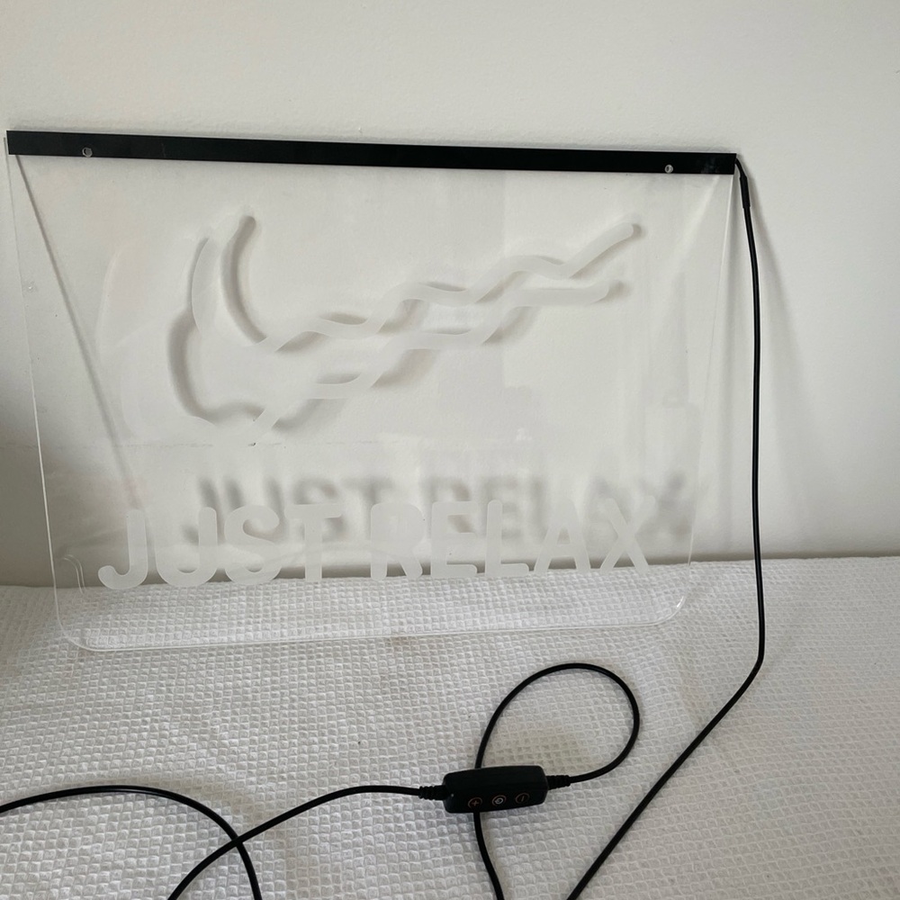 Blue Neon 'Just Relax' Sign 16” by 12” USB no block included adjustable bright - Picture 13 of 16